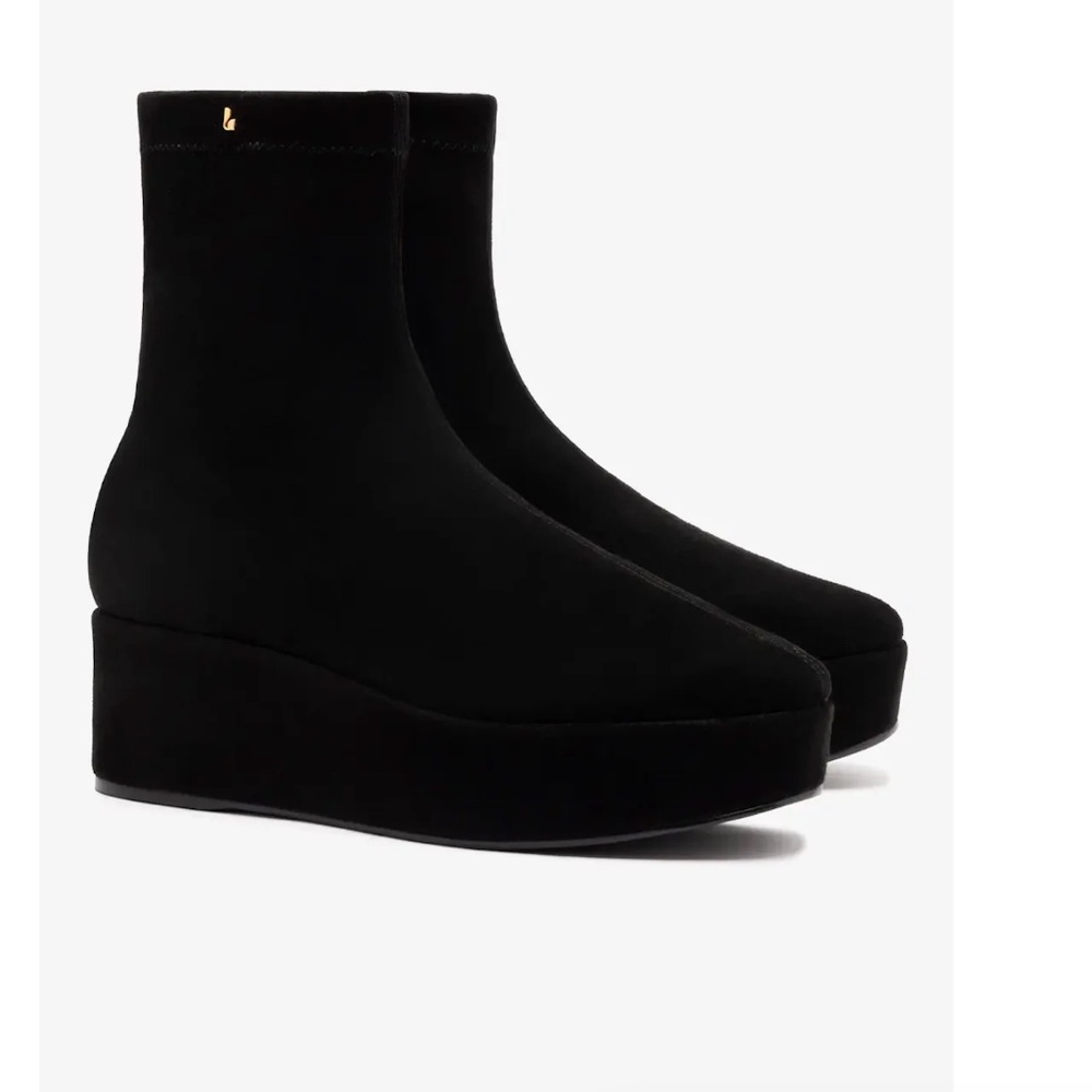LARROUDE BRAND NEW BLACK SUEDE DANI FLATFORM BOOT